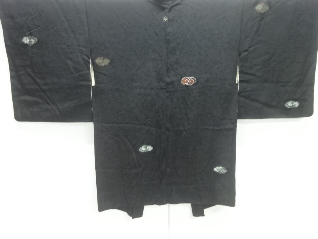 JAPANESE ANTIQUE HAORI / TAISHO ROMAN STYLE / URUSHI / WOVEN BLACK